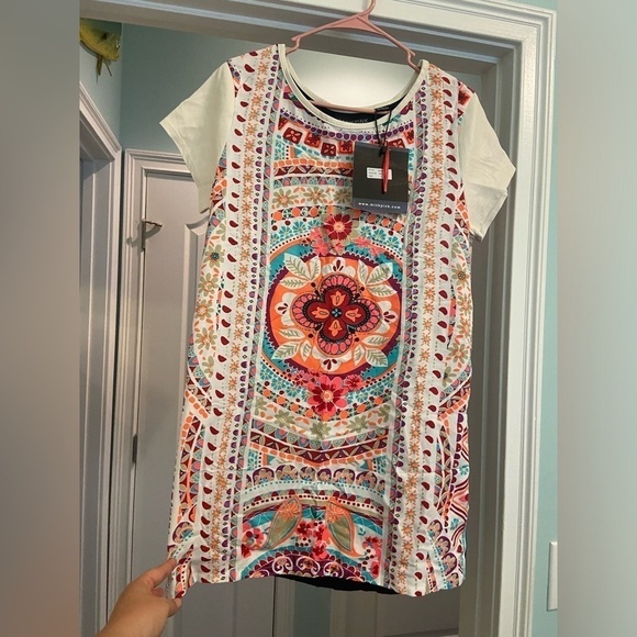 MINKPINK KOMBI LOVE TUNIC TEE/ MINI DRESS WITH FAUX LEATHER SLEEVES - Picture 4 of 11